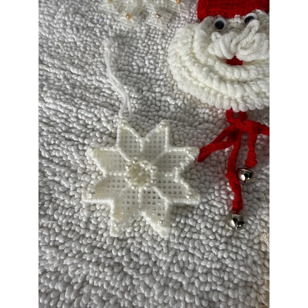 VTG Handmade Crochet Christmas Ornaments 9 pc Lot Santa‎ Boots Angel Snowflake